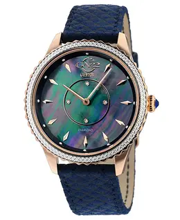 Женские часы Siena Blue с кварцевым механизмом Swiss Quartz, кожаный ремешок, 38 мм Gevril 17343948