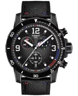 Мужские часы Swiss Chronograph Supersport NBA Special Edition с черным кожаным ремешком, 45 мм Tissot 21046051