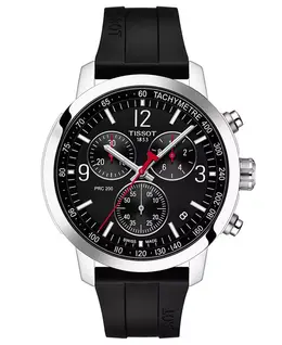 Мужские часы Swiss Chronograph PRC 200 с черным резиновым ремешком, 43 мм Tissot 12401878