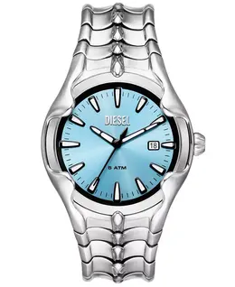 Мужские часы Vert Three Hand Date с серебристым корпусом из нержавеющей стали, 44 мм Diesel 17620687