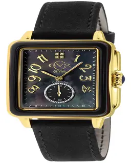 Женские часы Bari с эмалевым циферблатом, швейцарским кварцевым механизмом и итальянским черным кожаным ремешком, 34 мм Gevril 14603953