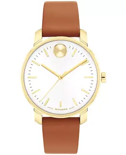 Женские часы Bold Access Swiss Quartz с кожаным ремешком цвета коньяк, 34mm Movado 23786061