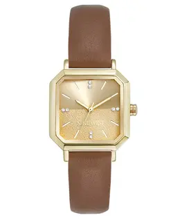 Женские часы Quartz Regency коричневые кожаные с позолоченным покрытием, 27 мм Nine West 23542121