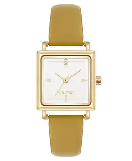 Женские часы Quartz Yellow из кожи и позолоченного металла, 29 мм Nine West 23542118