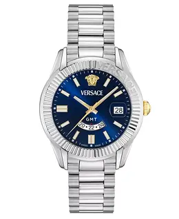 Мужские часы Swiss Apodis GMT на стальном браслете 41mm Versace 23635975