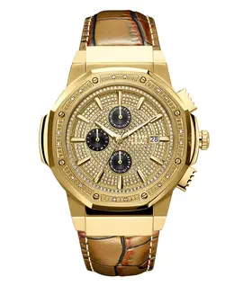 Мужские часы Saxon с коричневым кожаным ремешком, 48мм JBW 16089864