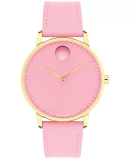 Унисекс часы Swiss Quartz с розовым кожаным ремешком, 39 мм Movado 23649421
