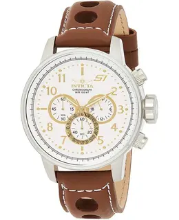 Invicta S1 Rally White Dial Leather Strap Men's Watch 16010