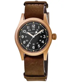 Hamilton Khaki Field Mechanical Black Dial Leather Strap Men's Watch h69459530