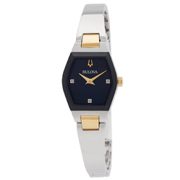 Bulova Gemini Quartz Diamond Blue Dial Ladies Watch 98p218