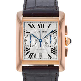 Pre-owned Cartier Tank Mc Chronograph Automatic Silver Dial Mens Watch w5330005