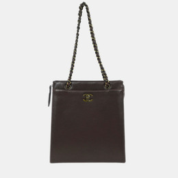 Chanel: Коричневая сумка-шоппер 