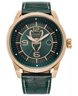 Мужские часы Eco-Drive Marvel Loki с зеленым кожаным ремешком, 45 мм Citizen 16486889