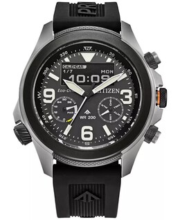 Eco-Drive Мужские часы Promaster Land с хронографом, черный каучуковый ремешок, 44 мм Citizen 18925729
