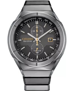 Мужские часы с хронографом Armor Eco-Drive, серебристый титановый браслет, 44 мм Citizen 10479300