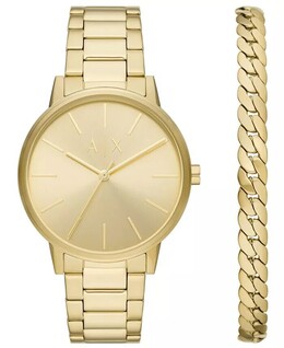 Мужские часы с золотистым браслетом из нержавеющей стали с тремя стрелками и подарочный набор с браслетом, 42 мм A|X Armani Exchange 15022886