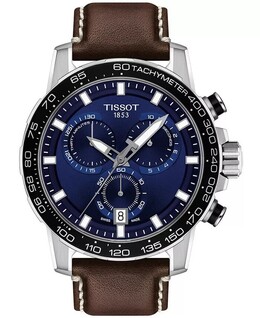 Мужские швейцарские часы T-Sport Supersport Chrono с коричневым кожаным ремешком, 46 мм Tissot 10523652