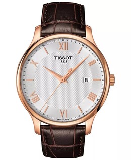 Мужские часы Swiss Tradition с коричневым кожаным ремешком, 42 мм Tissot 2298656