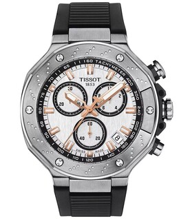 Мужские швейцарские часы с хронографом T-Race с черным ремешком, 45 мм Tissot 15509003