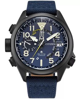 Мужские часы Promaster Land Eco-Drive темно-синего нейлонового ремешка 47 мм Citizen 16910684