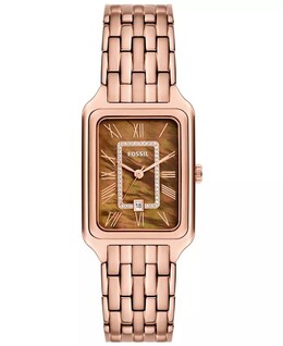 Женские часы Raquel из нержавеющей стали с тремя стрелками и датой цвета розового золота, 26 мм Fossil 16995154