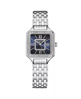 Женские часы Symphony, серебристая нержавеющая сталь, синий циферблат, квадратный размер 36 мм Stuhrling 16137037