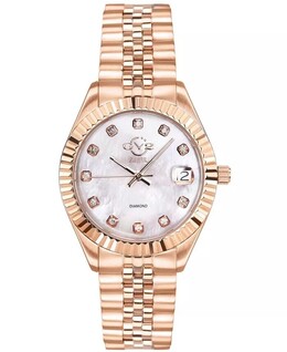 Женские часы GV2 Неаполь с ионным покрытием розового цвета, швейцарские кварцевые часы-браслет, 34 мм Gevril 13248092