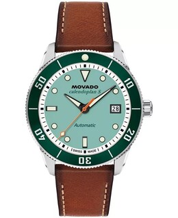 Мужские швейцарские автоматические часы Calendoplan S из коньячной кожи, 40 мм Movado 19356714