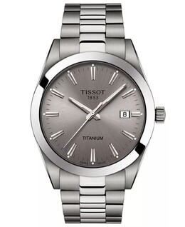 Мужские швейцарские часы Gentleman серого цвета с титановым браслетом, 40 мм Tissot 12401885