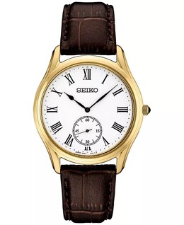 Мужские часы Analog Essentials с коричневым кожаным ремешком, 39 мм Seiko 14593972