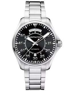 Мужские швейцарские автоматические часы цвета хаки-пилот с браслетом из нержавеющей стали, 42 мм, H64615135 Hamilton 972470