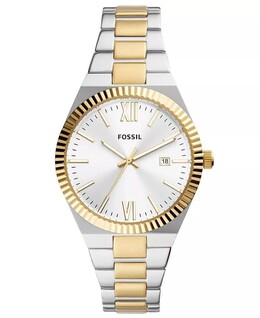 Женские кварцевые двухцветные часы Scarlette с браслетом из нержавеющей стали, 38 мм Fossil 15509118
