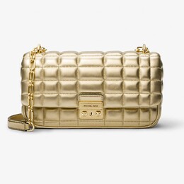 Сумка Michael Kors Tribeca Large Metallic Quilted Leather, золотистый 30r4g2rl7m | pale gold
