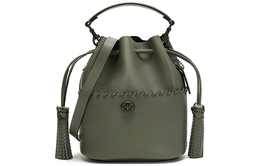 Сумка-ведро Lora Leather с кулиской и кисточкой, женская зеленая Coach 651-v5quf