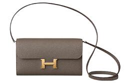 Кошелек из кожи коровы Constance To Go, сумка через плечо, кросс-боди обычная женская 8FGrisétain оловянно-серый Hermes h080125cc8f