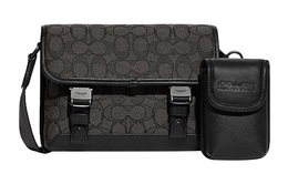 Сумка кросс-боди малая черная Coach из монограммного холста с кожаной отделкой c8113-mi5