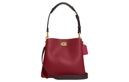 Willow Pebbled Leather Bucket Bag, плечевая сумка, через плечо среднего размера женская вишнево-красная Coach c3766-b4cy