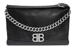 Balenciaga Балэнсиага Bb Soft Сумка через плечо с большим клапаном Черная 7484882aai41000