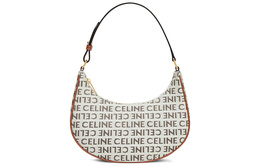 Сумка через плечо женская из кожи коровы с тканевыми вставками светло-коричневая Celine 193952fe8-02nt