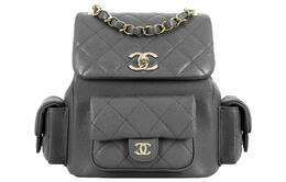 Сумка-рюкзак из зернистой телячьей кожи Tubas Женская Темно-серая Chanel as4398-b14256-nr652