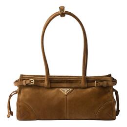 Средняя женская сумка Prada Cinnamon с одним плечевым ремнем из замши 1ba426_2c4s_f0401