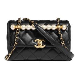 Chanel Кожаная сумка через плечо миниатюрная женская черная as4997-b17396-94305