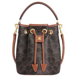 Celine Кожаная сумка ведро через плечо кроссбоди женская рыжая 121672cas-04lu