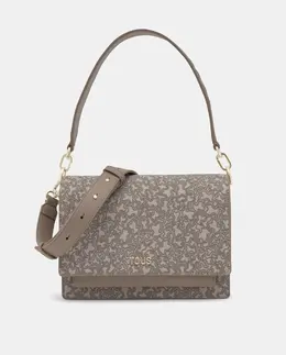 Средняя сумка через плечо с магнитной кнопкой и клапаном Tous, серо-коричневый a55814052 | topo