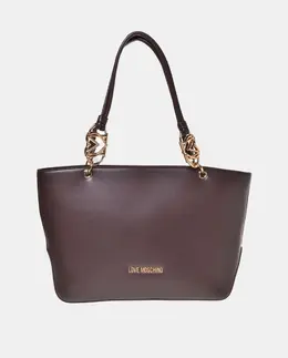 Коричневая сумка через плечо с застежкой-молнией и пряжками с логотипом Love Moschino a55224110 | marrón oscuro