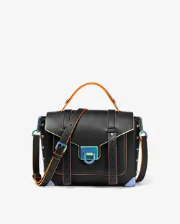 Средняя кожаная сумка через плечо Manhattan с контрастной окантовкой Michael Kors, черный mp_0478263_35h1tncs8l | negro