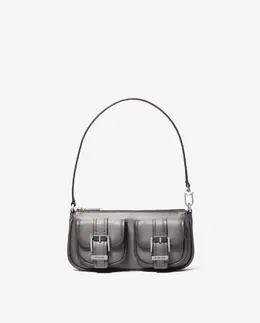 Маленькая сумка-тоут Pochette Zoe из дубленой кожи Michael Kors, серовато-зеленый mp_0478263_32f5tzcu1o | gris verdoso