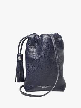 Hudson Small Grain Milled Pebble Leather сумка через плечо с кулиской Aspinal of London, Navy p112478519 | navy