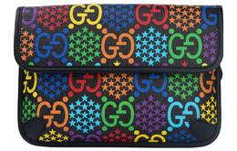 Gucci Холщовая поясная сумка с кожаным ремнем унисекс черная мультиколор 598113-hpudn-1058