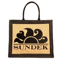 Сумка Sundek Raffia shopping with embroidered logo, черный 142457515 | black